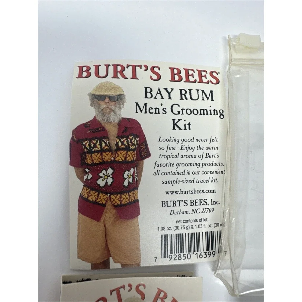 VTG 4pc BURT'S BEES Bay Rum Grooming Kit Travel Size Aftershave Balm Cologne Cre